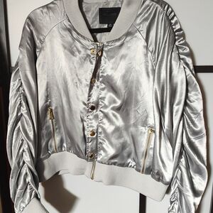 Miss London Metallic Bomber Jacket
